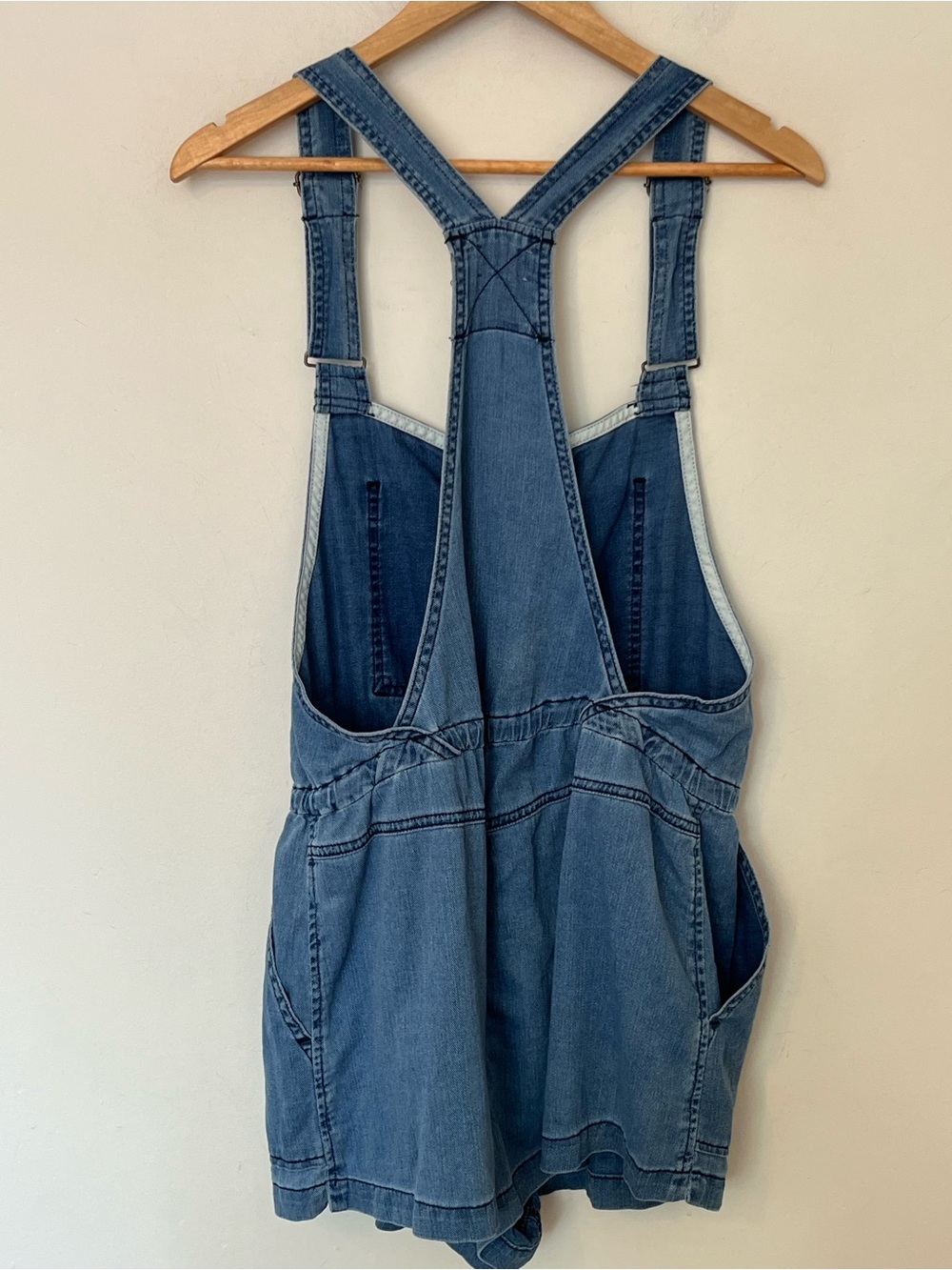 Aritzia Wilfred Free Beatriz Denim Romper Medium Wash Overall Shorts Size Large - Picture 6 of 9